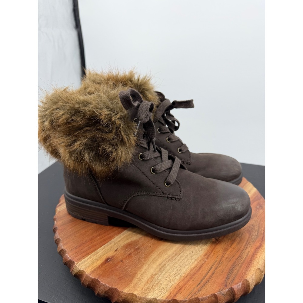 UGG Harrison lace‎ tipped Mid Boot sz 9 Brown Faux Fur Waterproof Suede 1123289